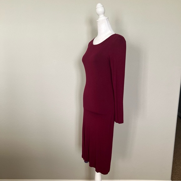 Velvet Torch Burgundy Long Sleeve Scoop Neck Body Con Midi Dress Size Small - Picture 2 of 9